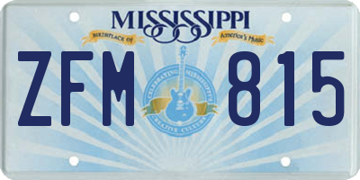 MS license plate ZFM815