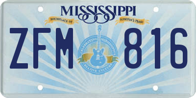 MS license plate ZFM816