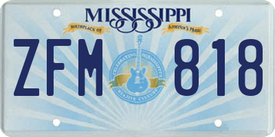 MS license plate ZFM818
