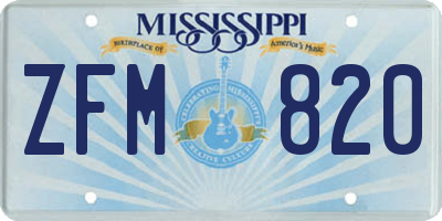MS license plate ZFM820