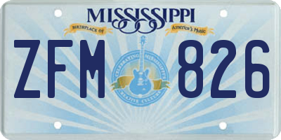 MS license plate ZFM826