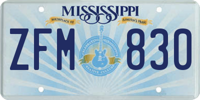 MS license plate ZFM830