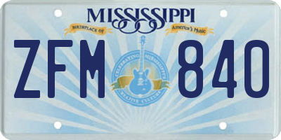 MS license plate ZFM840