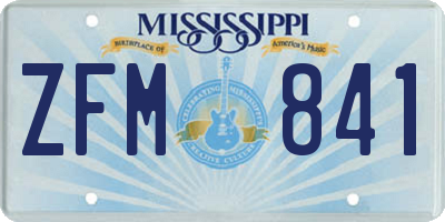 MS license plate ZFM841