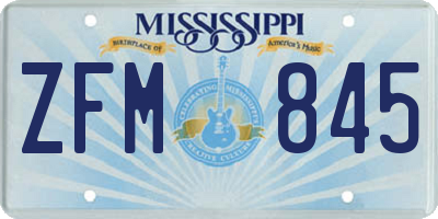 MS license plate ZFM845