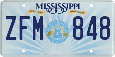 MS license plate ZFM848