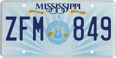 MS license plate ZFM849