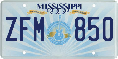 MS license plate ZFM850