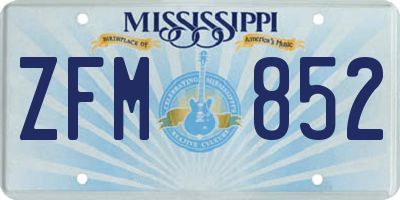 MS license plate ZFM852