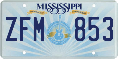 MS license plate ZFM853