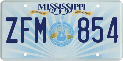 MS license plate ZFM854