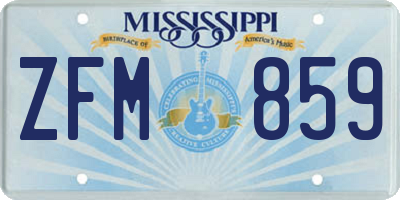 MS license plate ZFM859