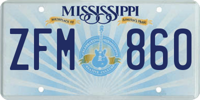 MS license plate ZFM860