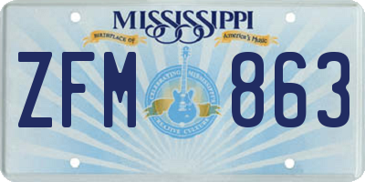 MS license plate ZFM863