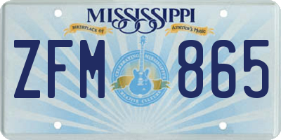 MS license plate ZFM865