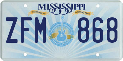 MS license plate ZFM868