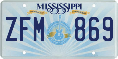 MS license plate ZFM869