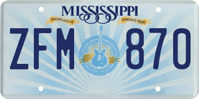 MS license plate ZFM870