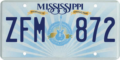 MS license plate ZFM872