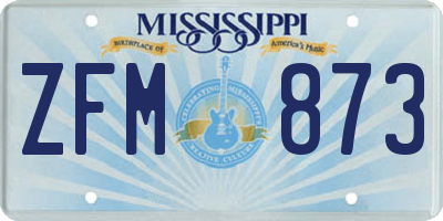 MS license plate ZFM873