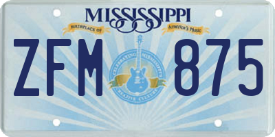 MS license plate ZFM875