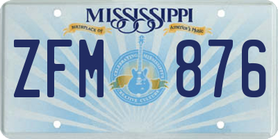 MS license plate ZFM876