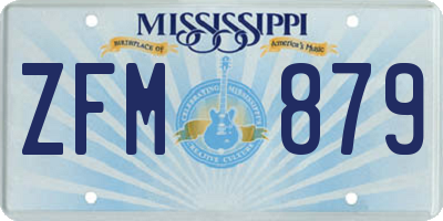 MS license plate ZFM879