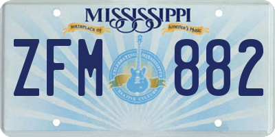 MS license plate ZFM882