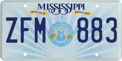 MS license plate ZFM883
