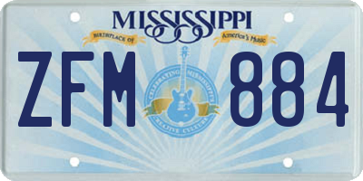 MS license plate ZFM884