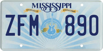MS license plate ZFM890