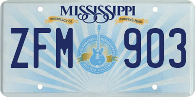 MS license plate ZFM903