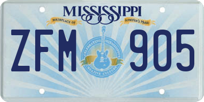 MS license plate ZFM905