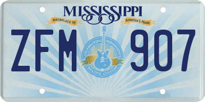 MS license plate ZFM907