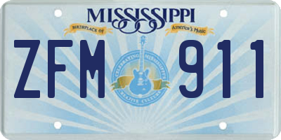 MS license plate ZFM911