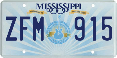 MS license plate ZFM915