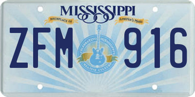 MS license plate ZFM916