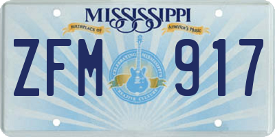 MS license plate ZFM917