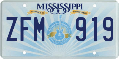 MS license plate ZFM919
