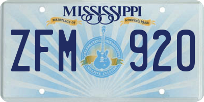 MS license plate ZFM920