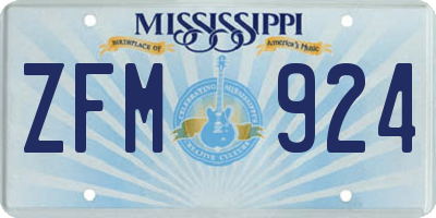 MS license plate ZFM924
