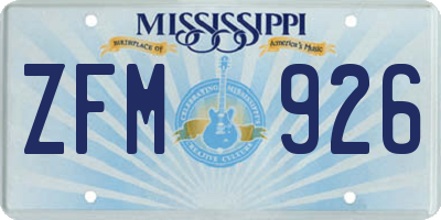 MS license plate ZFM926