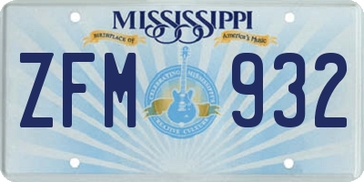 MS license plate ZFM932