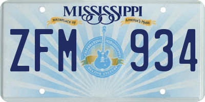 MS license plate ZFM934