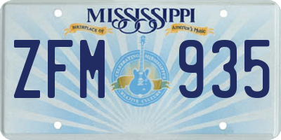 MS license plate ZFM935