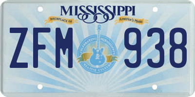 MS license plate ZFM938