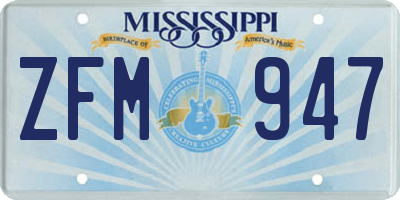 MS license plate ZFM947