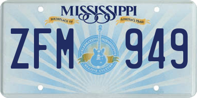 MS license plate ZFM949