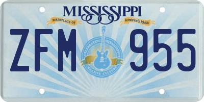 MS license plate ZFM955