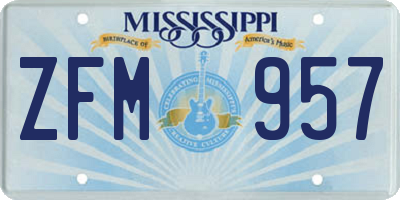 MS license plate ZFM957